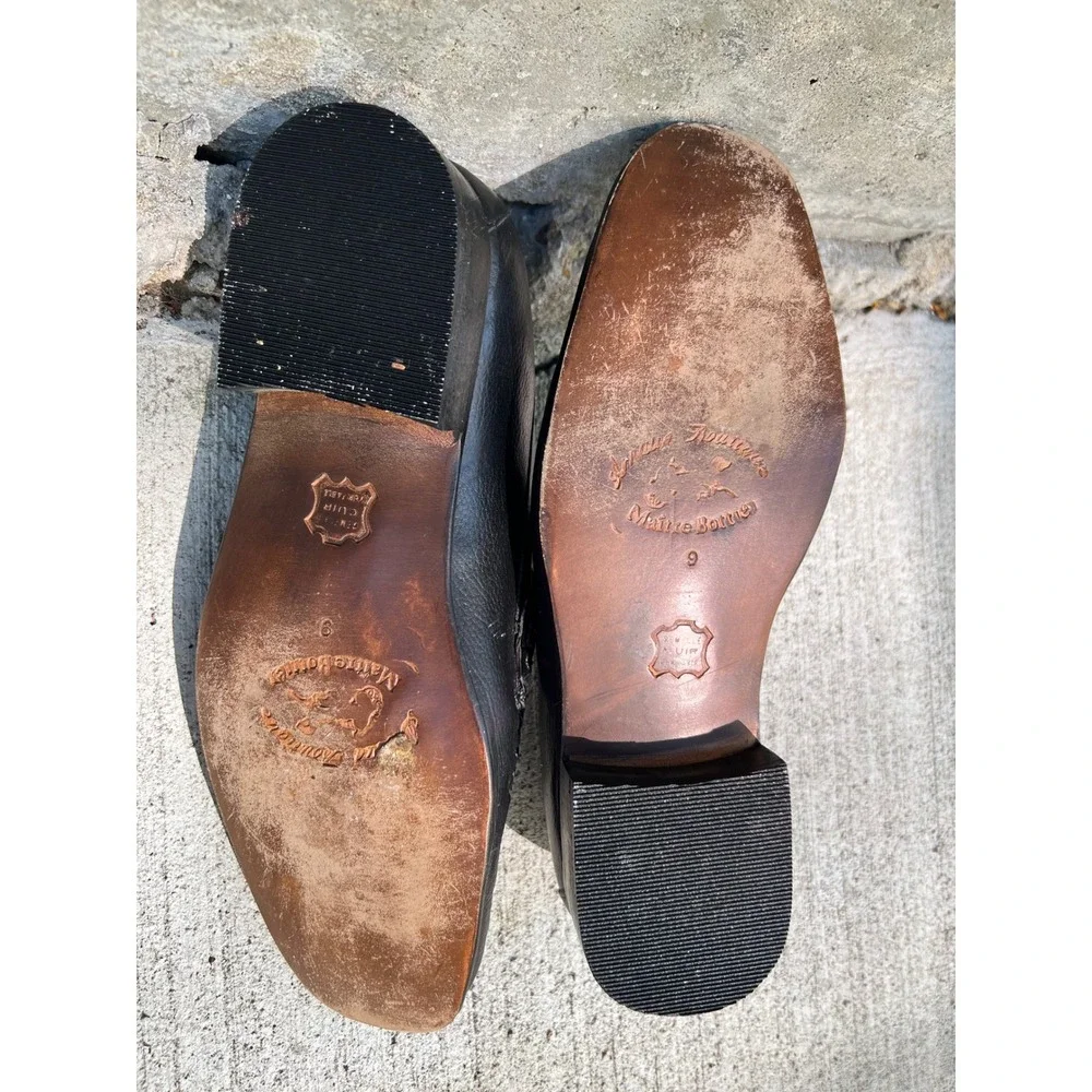 VTG Maitre Bottier Black Crock-Embossed Leather Dress Loafers Men's 9